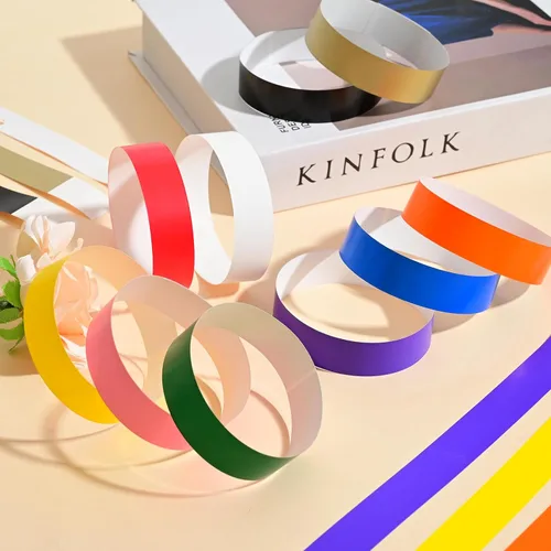 Miniatura 5 de 500 pulseras de papel para eventos, pulseras de fiesta de neón impermeables, bandas adhesivas para identificación de conciertos clubes, pulseras 10