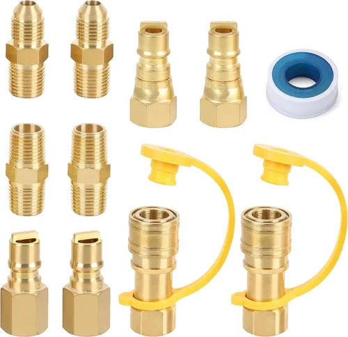 Miniatura 7 de ATKKE Kit de Conexiones de Conexión Rápida de Gas Natural de 3/8 Pulgadas, Conjunto de Ensamblaje de Desconexión Rápida de Manguera de Gas Propano
