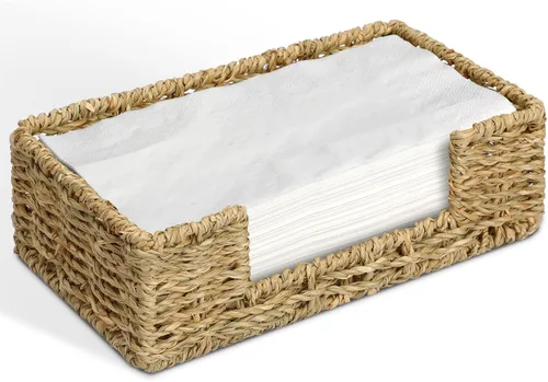 Miniatura 8 de Graciadeco Servilletero de Ratán para Mesa, Bandeja Cuadrada de Hierba Marina para Servilletas de Papel Cocina Restaurante Cena Cestas de Mimbre