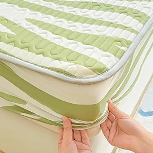 Miniatura 2 de FCLDESHOP Comfort Hotel - Sábana bajera ajustable de bolsillo profundo, juego de sábanas bajeras y fundas de almohada de seda de hielo de látex