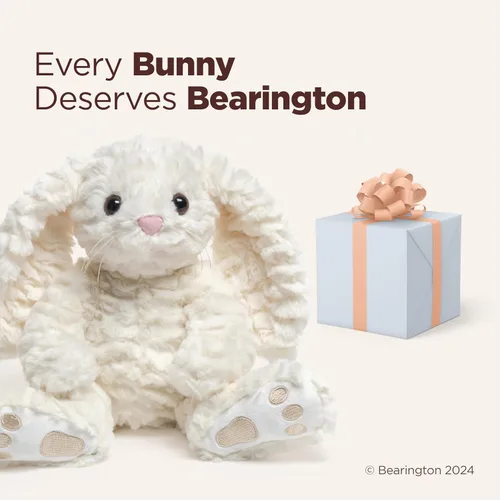 Miniatura 5 de Bearington Creamy The Easter Bunny - Juguete de conejo de peluche suave de 10 pulgadas con pelo esponjoso, adorable conejito de juguete con diseño