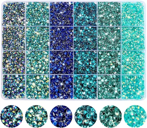 Miniatura 19 de Diamantes de imitación de resina con parte trasera plana, 21000 unidades de piedras preciosas de gelatina que no se calientan, 6