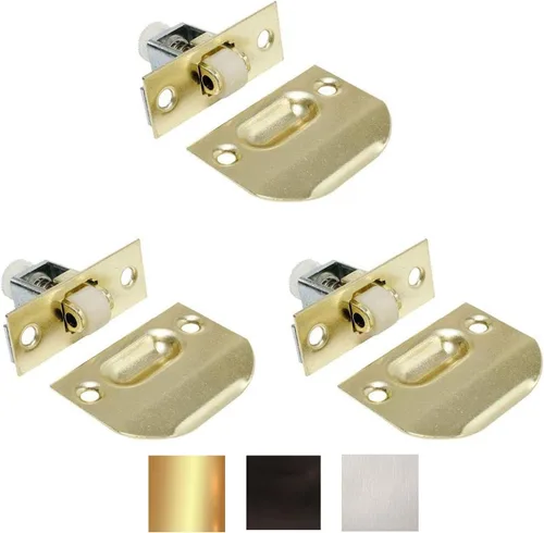 Miniatura 2 de Litepak Pestillo de rodillo ajustable para muebles, armario, puerta con placa de golpeo y tornillos (paquete de 1, bronce aceitado)