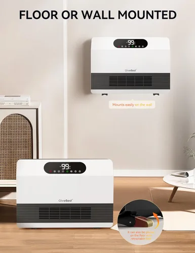 Miniatura 7 de GiveBest Calentador eléctrico de pared, calentadores de espacio para uso en interiores, calentador inteligente de 1500 W con termostato ajustable