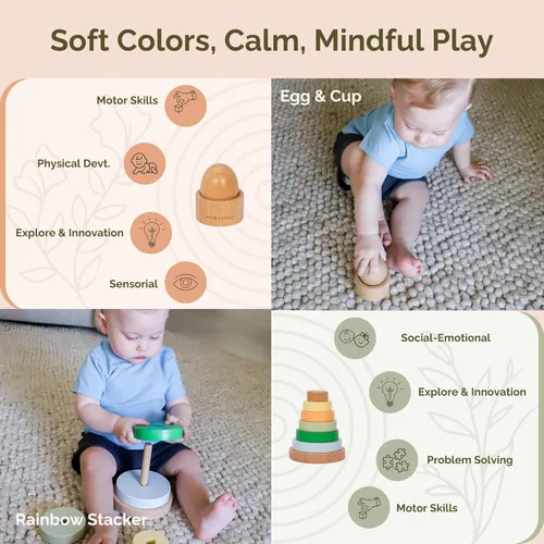 Miniatura 4 de Jackie & Vancie Juguetes Montessori para Niños de 1 Año, Juego Sensorial 6 en 1 Juguetes de Aprendizaje de Madera, Set de Juguetes Montessori