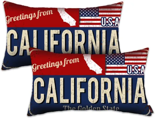 Miniatura 14 de Juego de 2 fundas de almohada de Florida de 12 x 20 pulgadas, decoración de recuerdo de Florida, funda de almohada lumbar con diseño de bandera