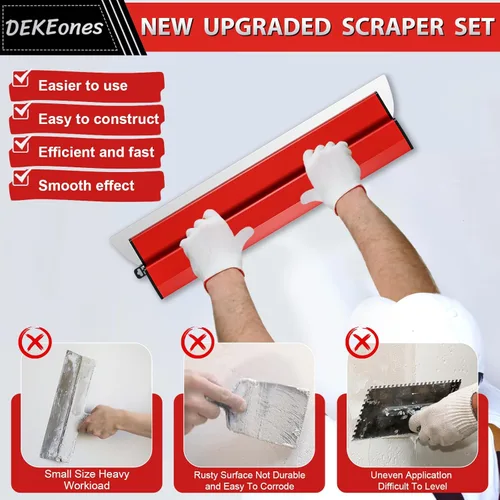 Miniatura 5 de DEKEones Cuchilla de 100 cm/40 pulgadas, espátula alisadora de yeso de acero inoxidable para gran área de trabajo, herramienta de construcción