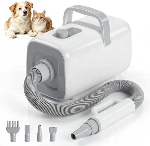 NEWBULIG - Secador de pelo para perro, 1550 W, alta velocidad, con calentador para aseo, soplador de perro ajustable de temperatura de velocidad con