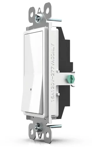 Miniatura 3 de SOZULAMP - Paquete de 2 interruptores de luz iluminados, interruptor de pared de un solo polo con luz nocturna, 15 A 120/277 V, 3 cables, tornillo
