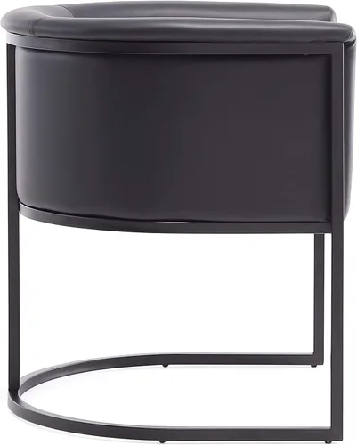 Miniatura 5 de Manhattan Comfort Bali - Silla de comedor de piel sintética, diseño Art Deco moderno con silueta escultórica, marco de metal, cojines acolchados