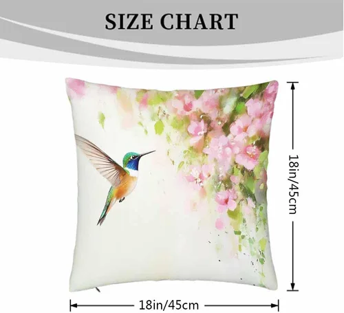 Miniatura 4 de Fundas de almohada de colibrí volador y flores rosadas, pintura al óleo, 18 x 18 pulgadas, fundas de almohada decorativas para sofá, dormitorio