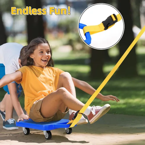Miniatura 7 de BOBOKA Sports Scooter Board with Handles, Floor Sitting Scooter Board with Non-Marring Plastic Casters for Gym Indoor Outdoor Play, 12 Inches