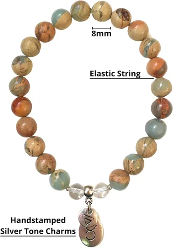 Miniatura 3 de Pulsera del zodiaco Tauro para mujer con signo lunar y elementos de la tierra para la paz