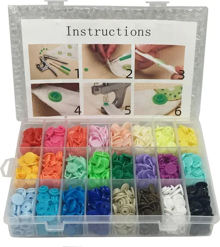 Miniatura 3 de FQTANJU Juego de alicates a presión, 1500 botones de plástico T5, broches de plástico, herramienta de mano, cierre perfecto para coser ropa, Botones