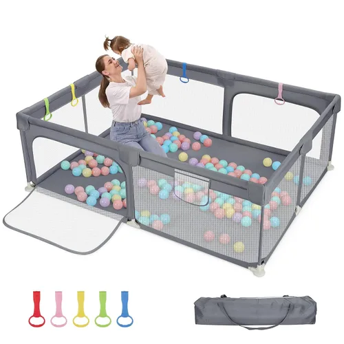 Miniatura 11 de Dripex Corralito para bebés, corralito pequeño de 47×47 pulgadas para bebés, corralito de juegos para bebés con mayor seguridad