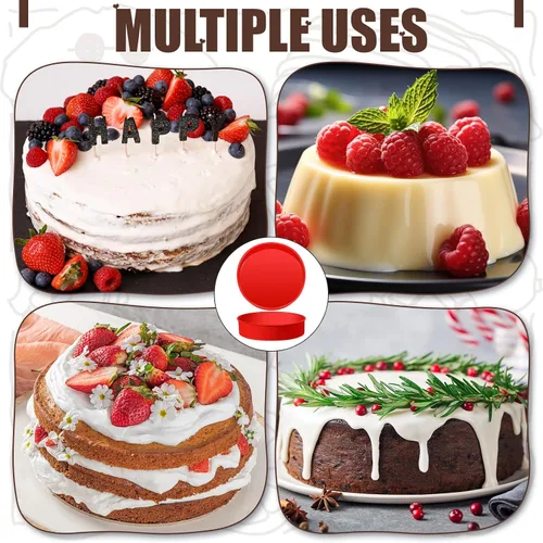 Miniatura 5 de Teenyyou 2 moldes redondos de silicona para hornear, antiadherentes, de liberación rápida, adecuados para budines de tartas de queso, recuerdos
