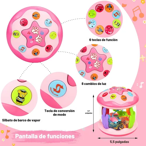 Miniatura 2 de Aboosam Juguetes para bebé niña de 6 a 12 meses: Bebés oceánico giratorio musical iluminado para el tiempo de la barriga Juguetes 0-6 3-6 meses