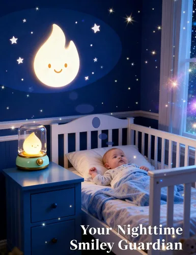 Miniatura 8 de Luz nocturna sonriente, lámpara de noche recargable con temporizador y llama de vela regulable, luz LED portátil para guardería, dormitorio