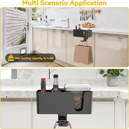 Miniatura 6 de KDD Soporte para tazas de escritorio 4 en 1 - Abrazadera para debajo del escritorio para auriculares - Soporte giratorio para auriculares con Negro