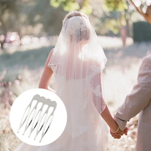Miniatura 6 de 20 peines pequeños de metal pequeños para mujeres y niñas, peines deslizantes de alambre en blanco liso para clips de torsión y manualidades