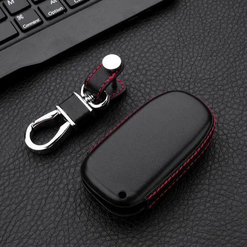 Miniatura 6 de Funda para llavero de cuero genuino para Jeep Compass Grand Cherokee/para Dodge Challenger Charger/Para Chrysler 200 300/Para Fiat 500 Car Remote