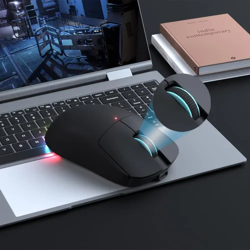 Miniatura 4 de Ratón inalámbrico XT624 Bluetooth, recargable con LED, ergonómico con modo múltiple 2.4G USB inalámbrico + BT1+BT2, mouse Bluetooth portátil