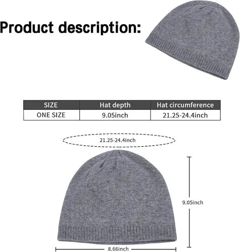 Miniatura 3 de HH HOFNEN Gorro de invierno para hombres y mujeres, gorro de punto térmico con forro polar y puños lisos