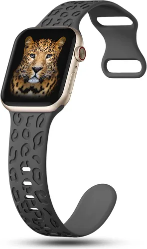 Miniatura 3 de CreateGreat - Paquete de 4 bandas grabadas con diseño de leopardo compatibles con Apple Watch para mujeres de 38mm 40mm 41mm 42mm 44mm 45mm 46mm