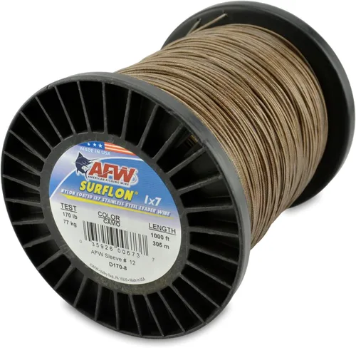 Miniatura 34 de Alambre de pesca americano Surflon recubierto de nailon 1x7 de acero inoxidable, línea líder de pesca para agua salada, prueba de 10 libras - prueba