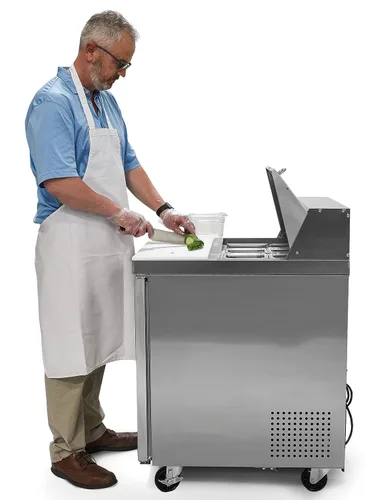 Miniatura 3 de FSE Mesa de preparación comercial refrigerada de una sola puerta de 27.5 pulgadas, 6 pies cúbicos, acero inoxidable, 115 V