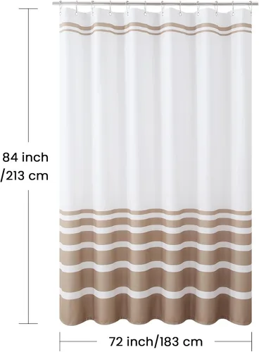 Miniatura 125 de Cortinas de Ducha Negras, Cortinas de Ducha de Poliéster Impermeable con Rayas Horizontales Degradadas en Blanco y Negro Modernas para Baño, 72x72