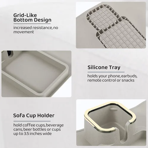 Miniatura 7 de HMASYO Bandeja Portavaso para Sofá - Bandeja de Silicona para Brazo de Sofá, Organizador de Bebidas y Bandeja para Control Remoto, Snacks, Celular