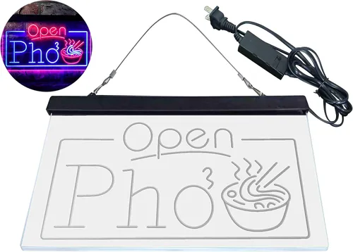 Miniatura 8 de ADVPRO Open Pho Vietnam Fideos Shop Letrero de neón LED de doble color, azul y rojo, 16 x 12 pulgadas st6s43-i3655-br