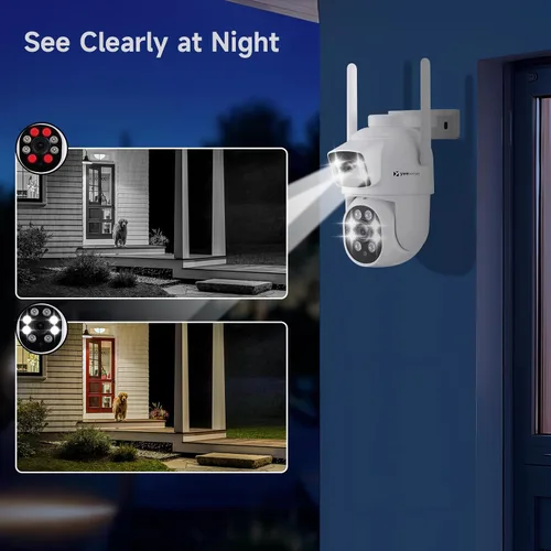 Miniatura 7 de YEEWISE Sistema de cámara de seguridad inalámbrica Wi-Fi 6 2K con monitor de 12 pulgadas, cámaras de seguridad WiFi de doble lente con inclinación