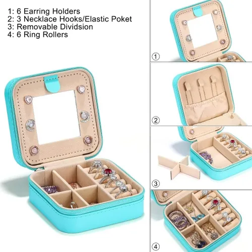 Miniatura 2 de Parima Joyero de viaje para joyas Pequeñas cajas de joyería con iniciales, organizador de joyas, artículos esenciales de viaje, regalos