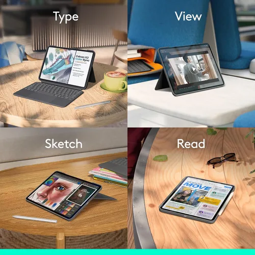 Miniatura 2 de Logitech Combo Touch iPad Pro 11 pulgadas (M4) Funda con teclado retroiluminado desmontable, soporte de pie, modo multiuso, conector inteligente
