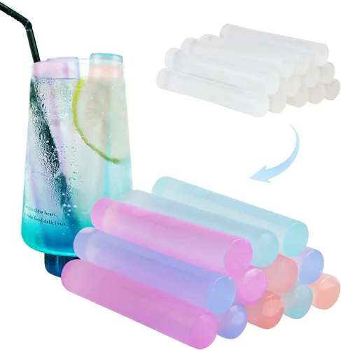 Miniatura 8 de Paquete de 12 cubitos de hielo reutilizables para bebidas, botella de agua reutilizable de congelación rápida, sin BPA, cubos de hielo de plástico