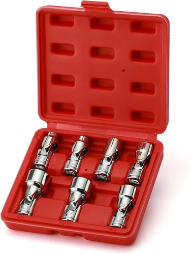 Miniatura 6 de EMENTOL Juego de Llaves de Vaso Universales de 7 Piezas con Impulsor de 3/8", 6 Puntos, Juego de Llaves de Vaso Flexibles Universales SAE, CR-V