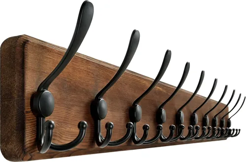 Miniatura 10 de WEBI Perchero de pared, ganchos para abrigos de pared rústicos, 16" de orificio a orificio, gancho grande para colgar en la pared, perchero