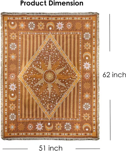 Miniatura 5 de TOFUNTOY Manta bohemia para sofá, cama, manta decorativa con borlas, 50 x 60 pulgadas, funda tejida bohemia para el hogar, sala de estar