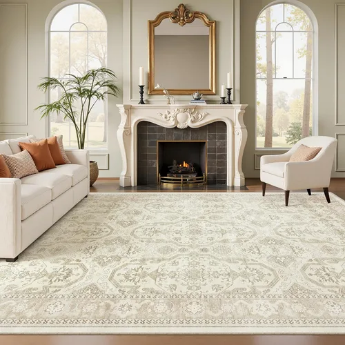 Miniatura 149 de Alfombra de pasillo Soalmost 2'6" x 10' lavable, alfombra antideslizante para cocina, baño, lavandería, alfombras vintage ultra delgadas para Beige