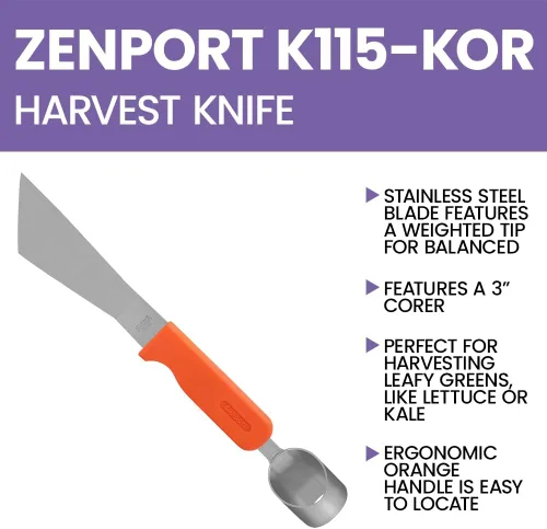 Miniatura 7 de Zenport Cuchillo recortador de lechuga con descorazonador K115-KOR 440 de acero inoxidable