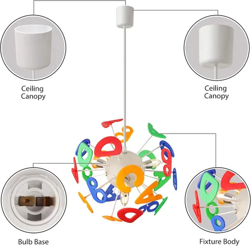 Miniatura 2 de Lámpara colgante decorativa para habitación de niños, luz ambiental CraftThink para niños, candelabro de letras de globo de 15.75 pulgadas de ancho