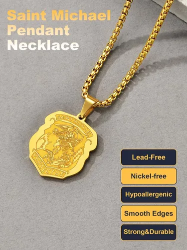 Miniatura 187 de U7 Saint Benedict/Michael Medal Necklace, 316L Stainless Steel Virgin Mary Necklace for Men Women, Bible Verse Protection Necklace Catholic