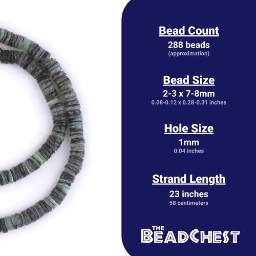 Miniatura 4 de The Bead Chest Helecho Verde Natural Shell Heishi Cuentas (0.315 in)