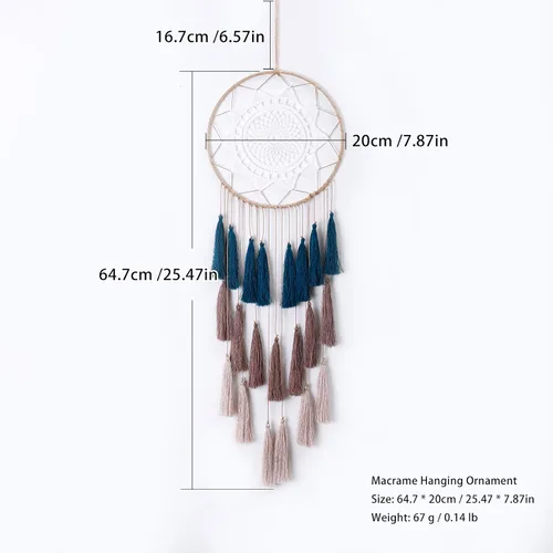 Miniatura 4 de Atrapasueños de Macramé para Colgar en la Pared - Atrapasueños Grandes Decoración de Pared Boho Chic, Ornamento de Borlas Hechas a Mano Decoración