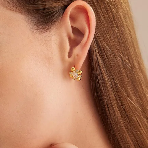 Miniatura 5 de C.Paravano Aretes de oro de 18 quilates Aretes de tuerca para mujer Aretes hipoalergénicos para mujer Aretes de tuerca con parte trasera plana