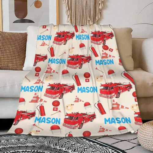 Miniatura 10 de PANDASBLANKET Manta personalizada con nombre para niños, adultos, mascotas, camión de bomberos, automóvil, manta personalizada para cumpleaños