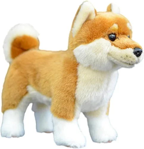 FRANKIEZHOU Peluche Shiba Inu realista de 11.02 pulgadas, color amarillo de peluche para perro, juguete suave, juguetes para niñas, regalos para