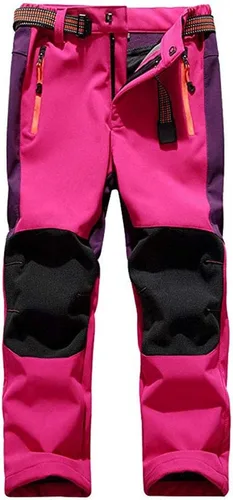 Miniatura 44 de linlon Pantalones impermeables para la nieve para niños y niños, forro polar lind para senderismo, softshell, cálidos, con aislamiento térmico